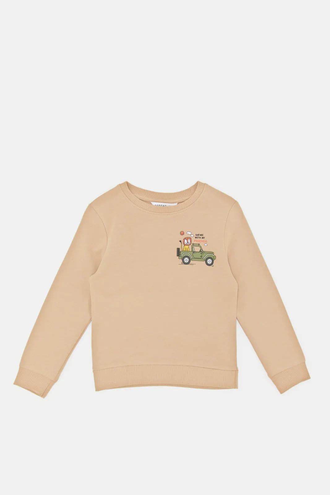 Infant Boys Beige Lion Print Sweatshirt