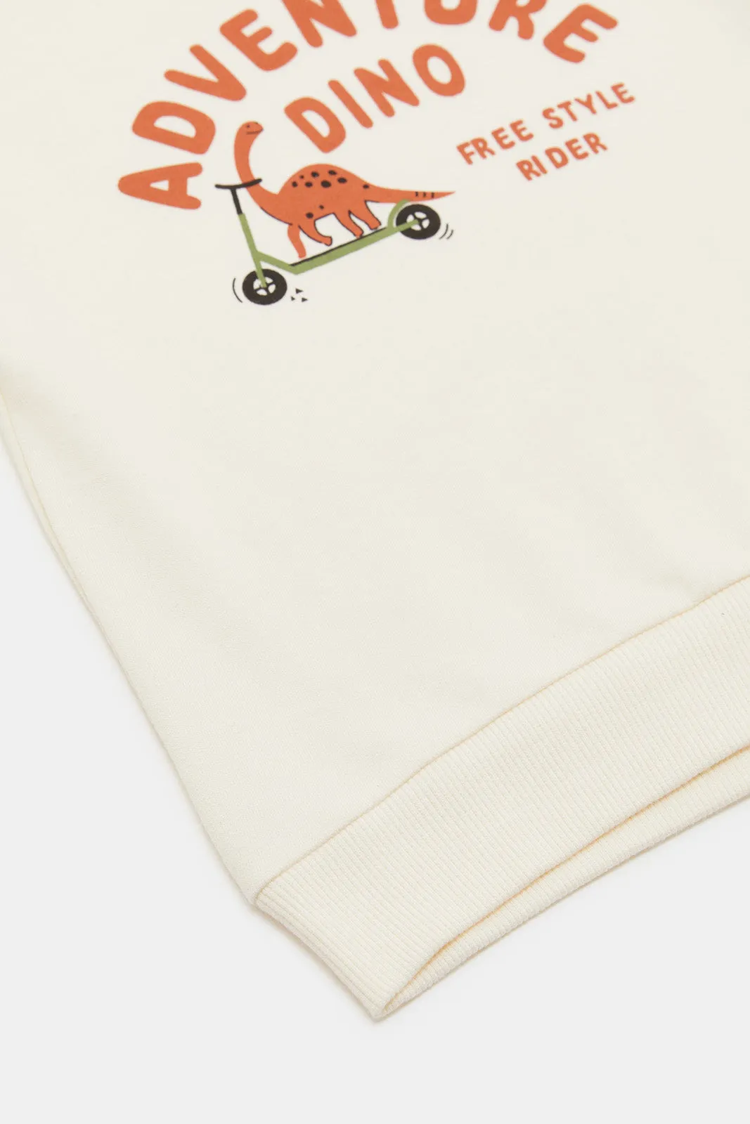 Infant Boys Ivory Dino Printed Sweatshirts