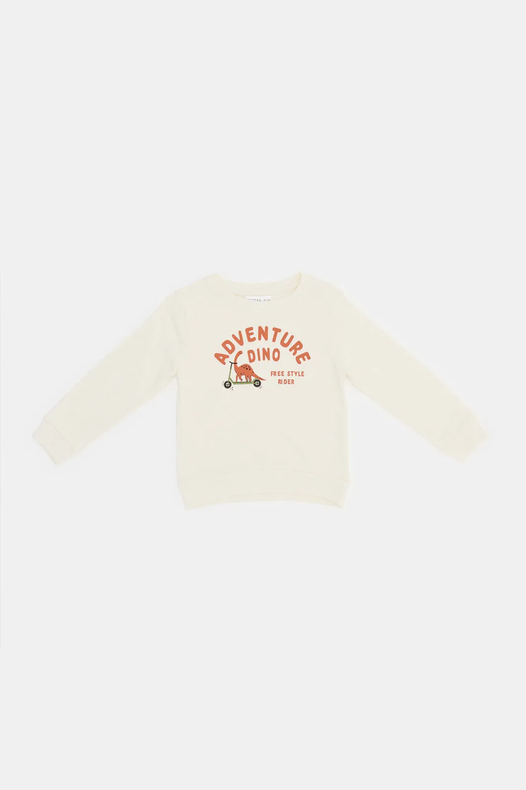 Infant Boys Ivory Dino Printed Sweatshirts
