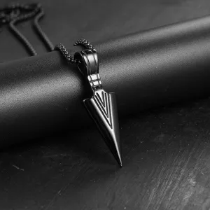 Men's Black Metal Arrow Pendant Necklace - Punk POP Cross Chain Accessory